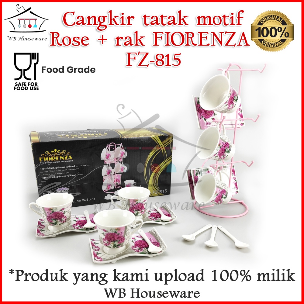tea set fiorenza motif bunga FZ-815 / cangkir gelas tatak set ceramic