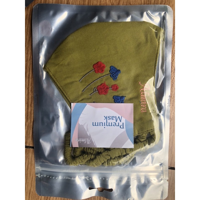 masker premium bordir Almira hijab|masker serut almira|BISA COD