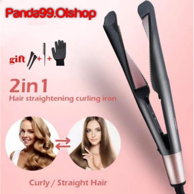 Catok Pelurus Dan Pengriting Rambut/Catokan 2 in 1 straight and Curl 40 Watt