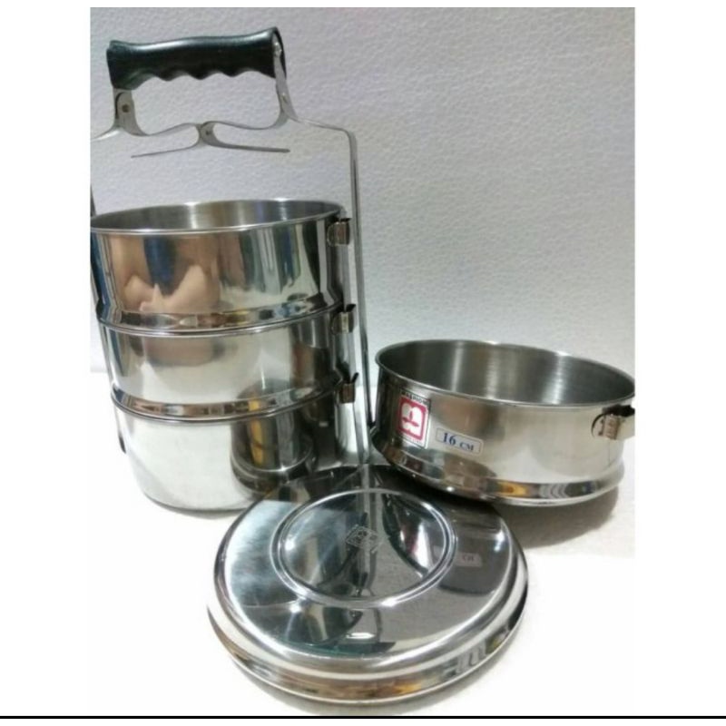 maspion rantang stainless steel 14 cm susun 4 / rantang makanan bekal lunch box 14cm susun 4