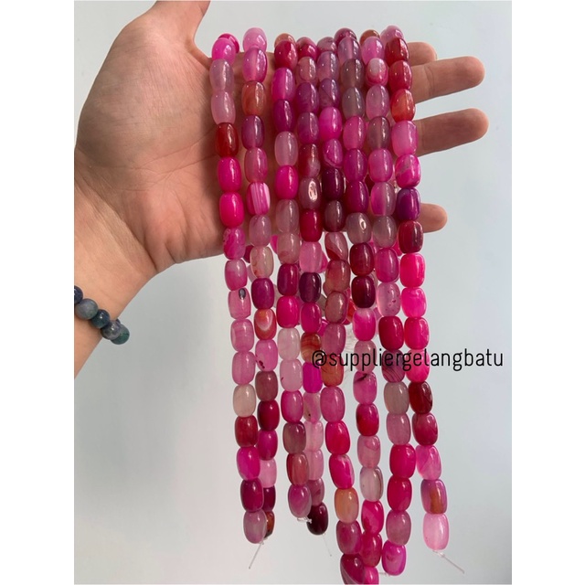 batu alam Penden tabung purple agate 10mm bahan gelang kalung agatis