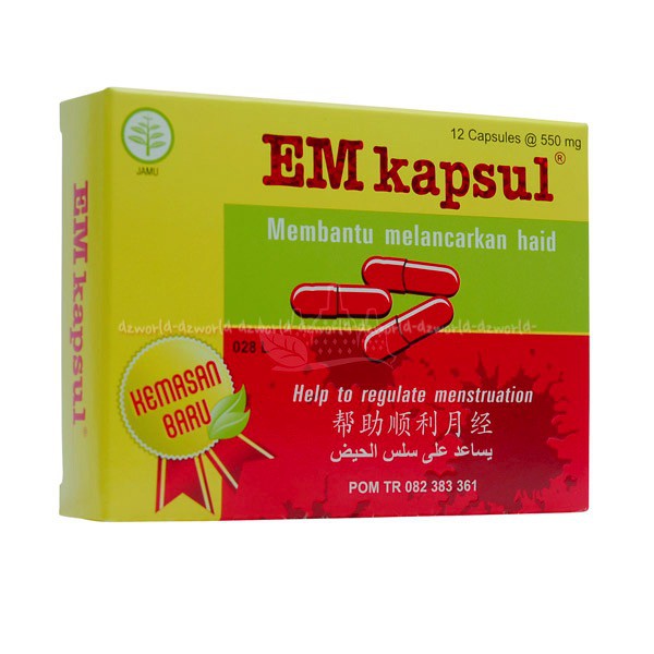 EM Kapsul 12kapsul EmKapsul Obat Lancar Haid Menstruasi Telat Mens Eem Kapsul