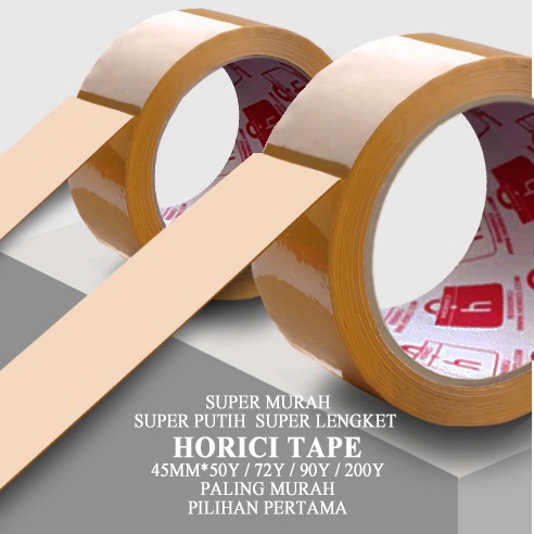 MEREK HORICI ASLI MURAH SUPER CLEAR 45mmx90Y LAKBAN BENING DAN COKLAT HORICI TAPE