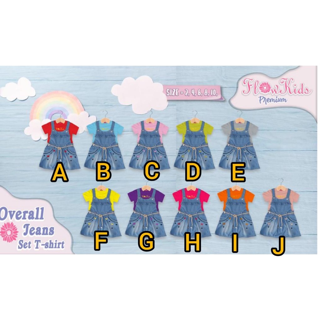 jeans setelan anak setelan overall Baju Anak Perempuan  Setelan Overall Jeans anak by Flowkids usia 2-10 tahun-1