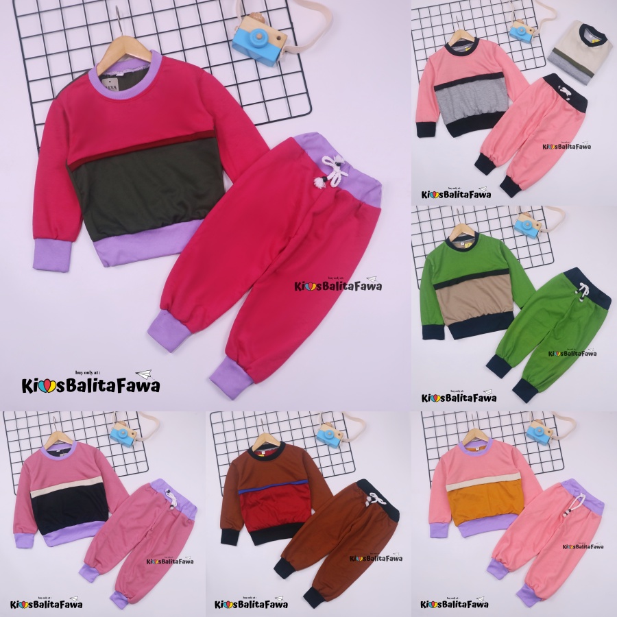 Setelan Nana 1-6 Thn / Baju Lengan Panjang Set Sweater &amp; Jogger Murah Anak Perempuan Bahan Import