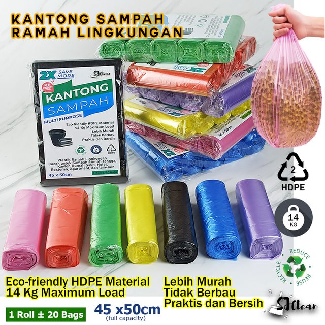 Premium Garbage Bag Kantong Sampah 45x50cm SJClean (Harga 1 roll)  - ADA MACAM-MACAM WARNA - Min 5 R