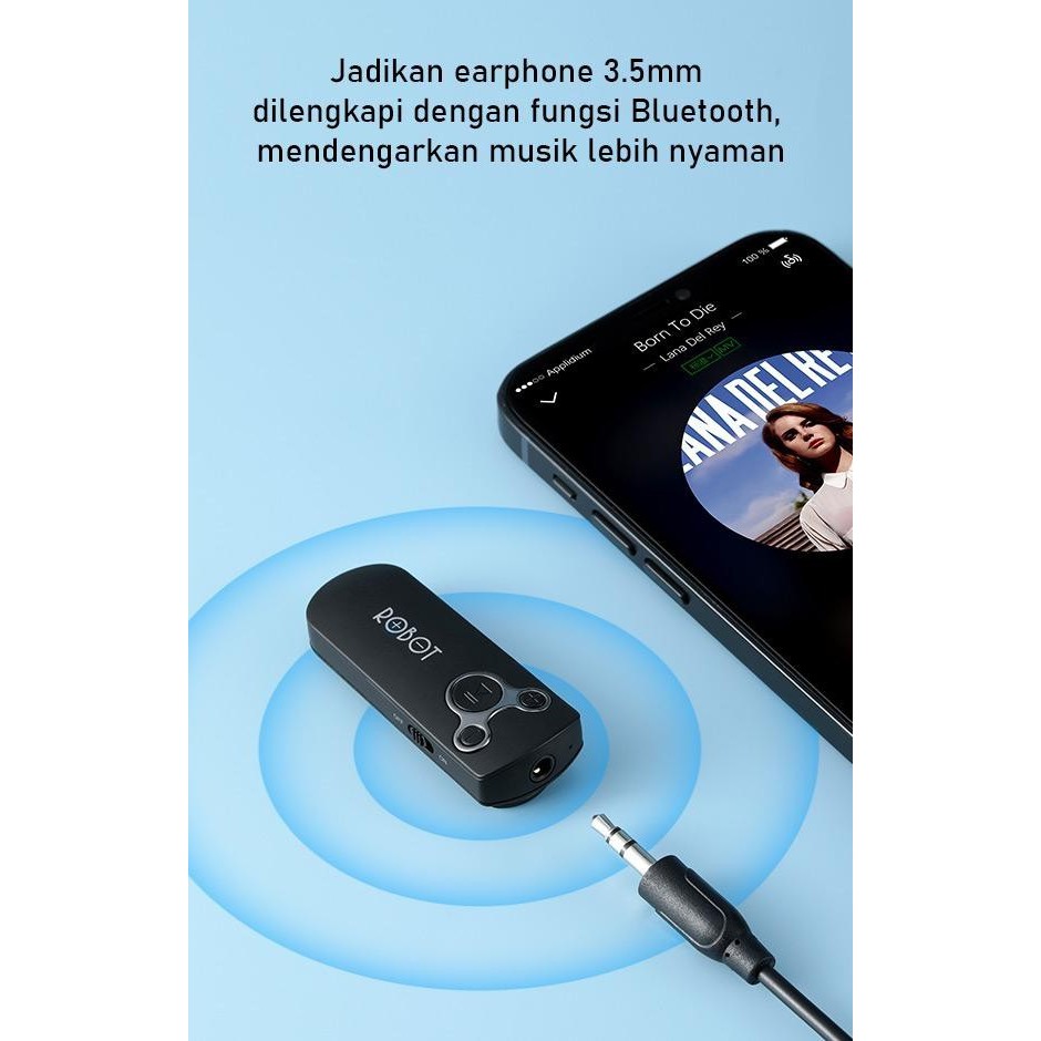 NA - Bluetooth Audio Mobil 5.0 Bluetooth Receiver Robot Aux 3.5mm RS10