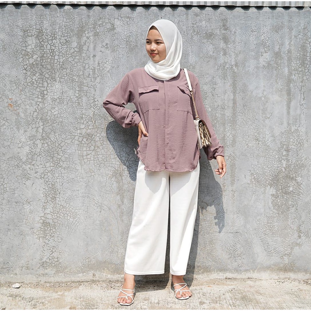 BEFAST - ZFS OOTD Wanita Kemeja YAYU / KARINA CRINKLE SHIRT / Atasan Kemeja Lengan Panjang / Fashion Wanita Kerja / kemeja Polos Casual / Kemeja Terlaris / Termurah