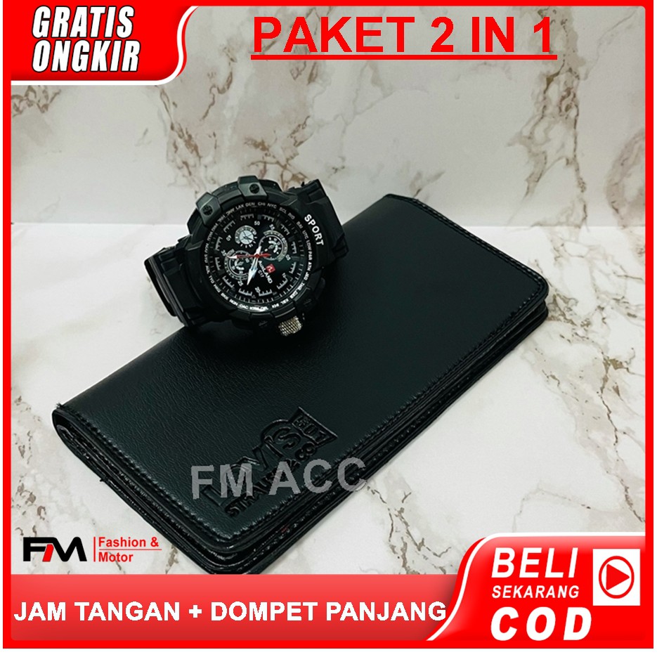 (PAKET HEMAT) Dompet Lives Panjang Pria+Jam  Tangan Sport Galvano Pria-Ant