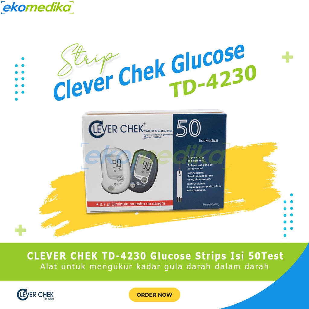 Clever Chek Strip Cek Gula Darah Tube isi 50 Test CLEVER CHEK TD-4230 ED. 01/2027