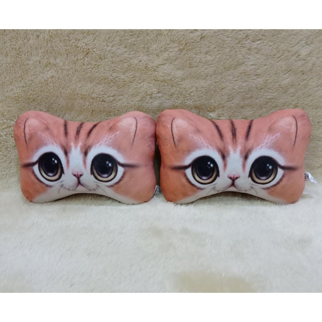 Koleksi Bantal Mobil: Bantal Mobil Kepala dan Leher dengan Motif Lucu dan Berkualitas BerSNI | Bantal Kepala Mobil Sepasang Head Rest Kucing Lucu