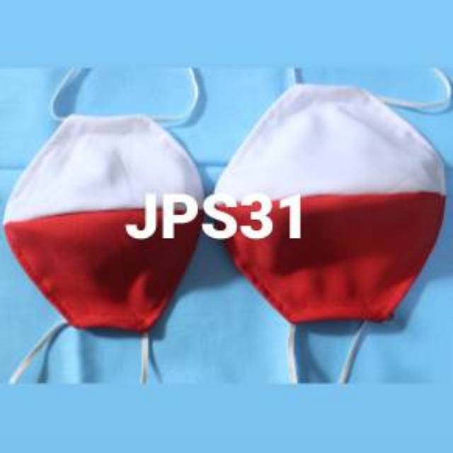 MASKER KAIN 3 PLY LAPIS MERAH PUTIH MODEL N95 BISA DICUCI CUCI