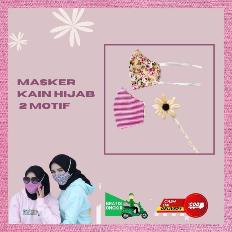 Masker Kain Hijab Masker Kain Wanita Masker Kain Instant Headloop Masker Kain 2 Motif