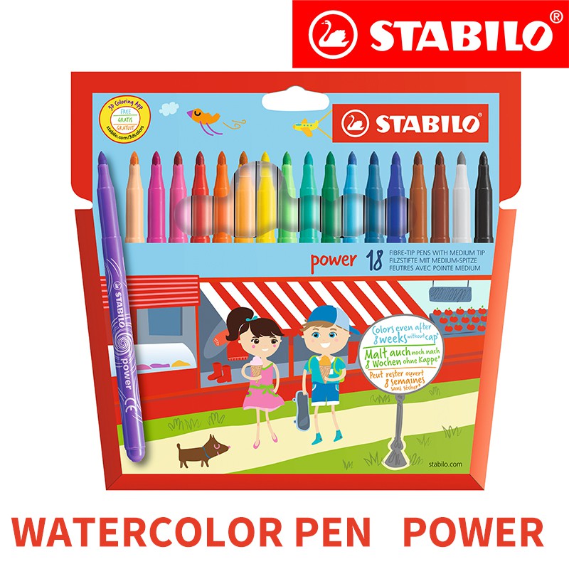 

18colors Stabilo Power German color pena coloring hand-painted pena cat air pena set alat lukis anak