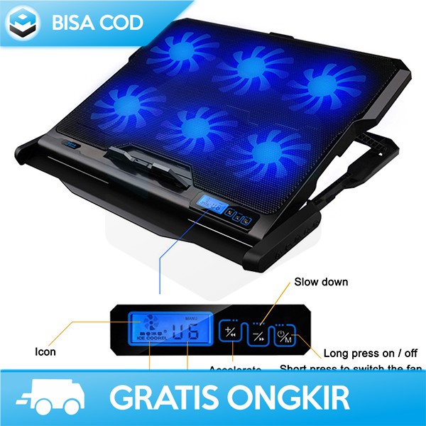 COOLING PAD LAPTOP GAMING 6 FAN ICE COOREL K6 ORIGINAL KIPAS LAPTOP