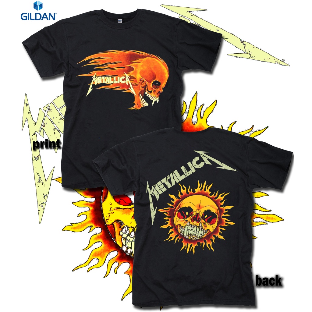 Vintage Metallica Pushead Flaming Skull -kaos band merch