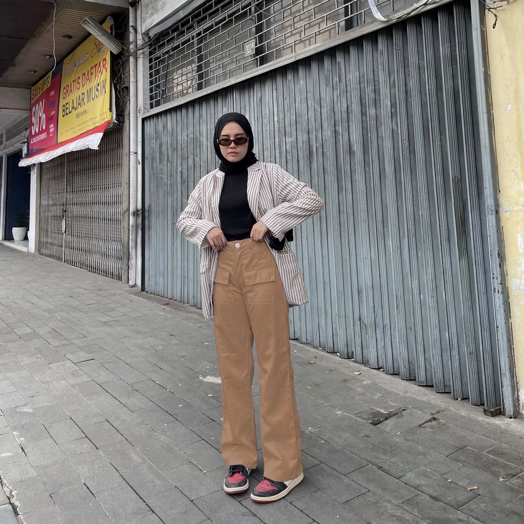 BEFAST - ZFS OOTD Wanita Celana REGI / RB POCKET DRILL PANTS / Celana Panjang Wanita / Celana Trendy Wanita / Celana Panjang Ala Korean Style / Terbaru 2022 / Celana Panjang Casual / Celana Polos