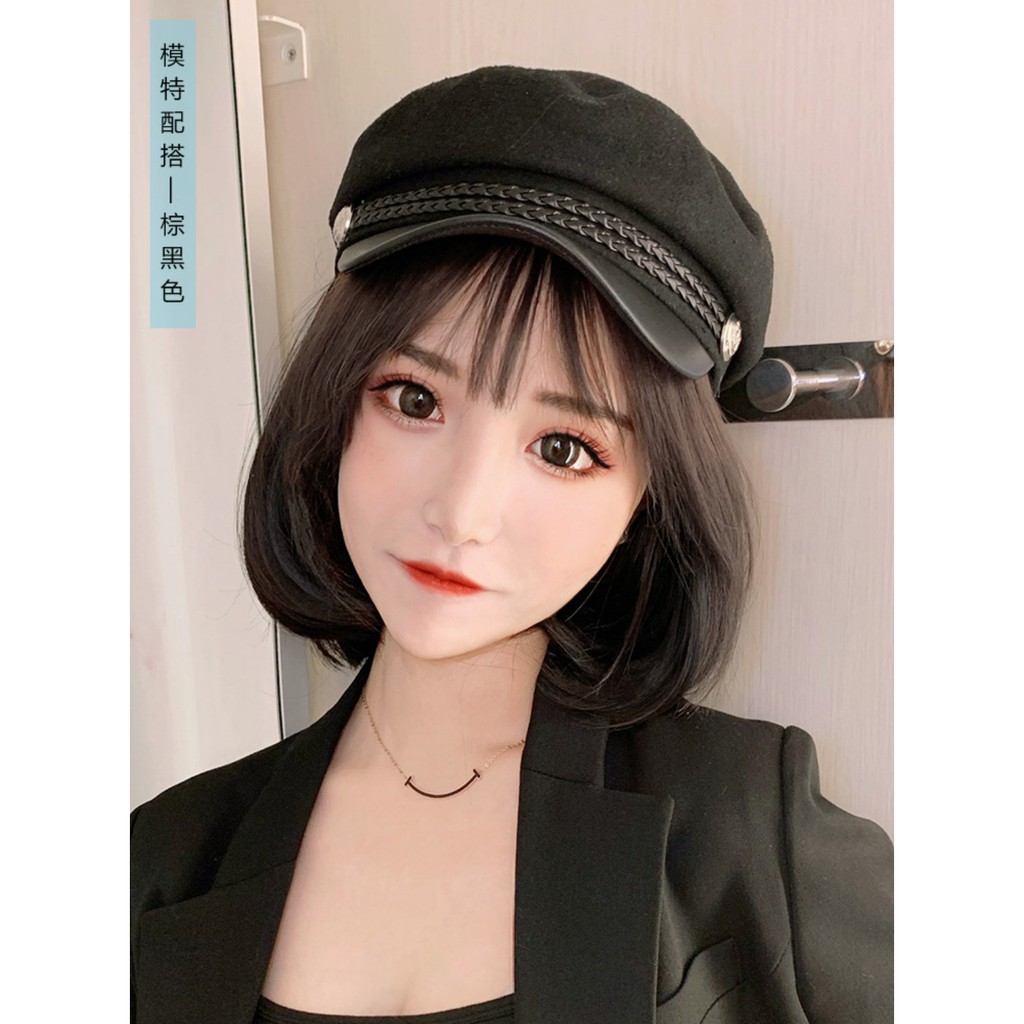 HTM wig topi fashion military bob wig hat rambut palsu hair extension pendek