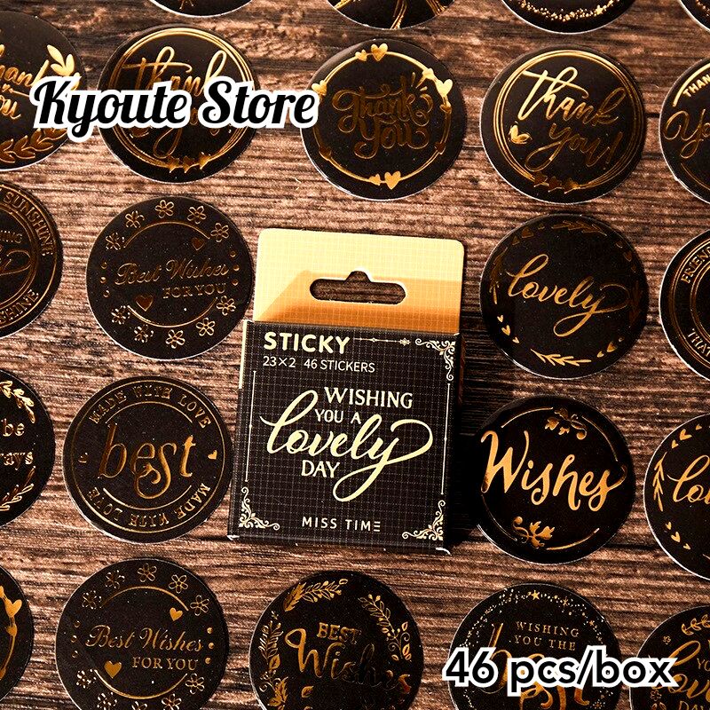 

46 pcs Sticker Decorative English Wish Thank You Words Scrapbook DIY Bujo Journal Diary Seal Letter