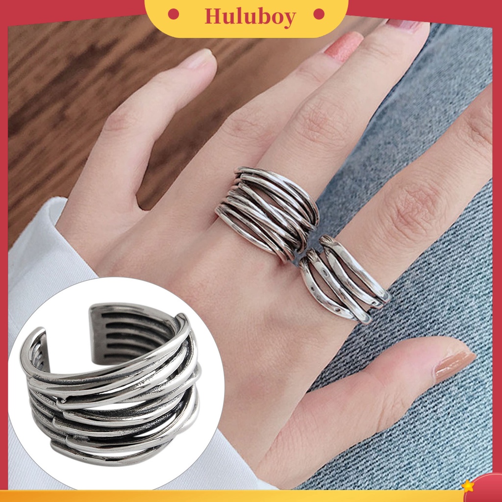 Hu Hu Hu Hu Hu Alat Bantu Pasang Kacamata♡ Cincin Model Terbuka Bahan Alloy Warna Silver Gaya Vintage Untuk Wanita