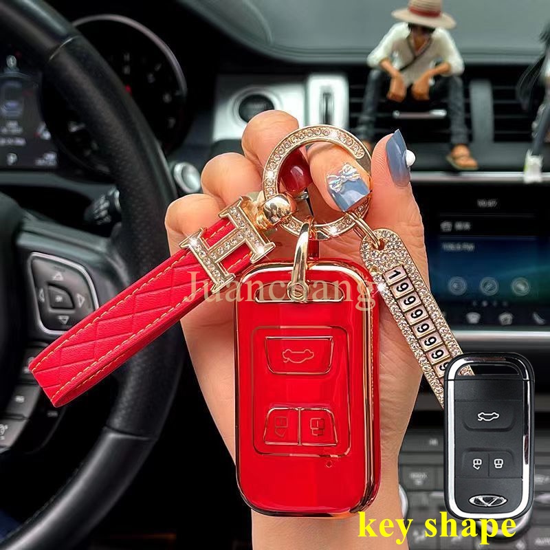 Casing Kunci Mobil 3 Tombol Bahan TPU Untuk Chery Arrizo Tiggo 3 5X 4 8 Glx 7 2019 2020