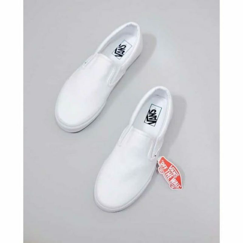 [BISA COD] Sepatu Slip On Full White Import China BNIB Pria Wanita Terlaris