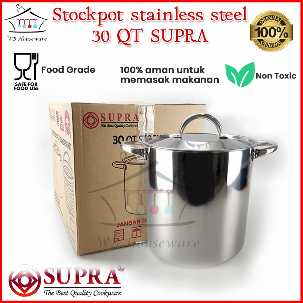 supra stockpot 30qt / 28,5liter / panci jumbo stainless + tutup / panci sayur