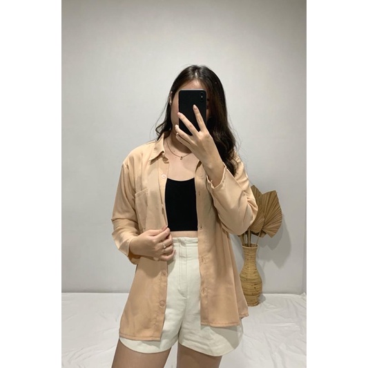 JOSHIN Atasan Kemeja Wanita Basic - Shirt Oversize button