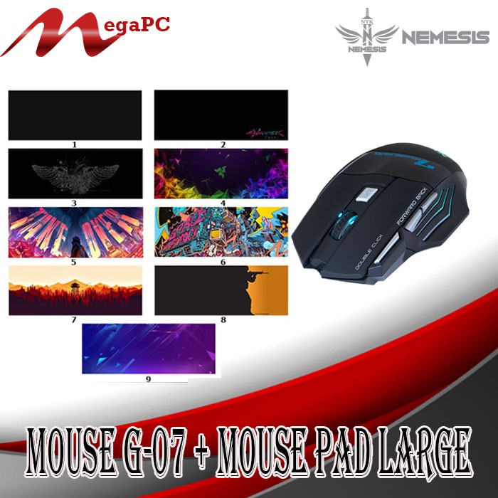 Paket Mouse NYK G-07 &amp; Mouse Pad Gaming Large MegaPC