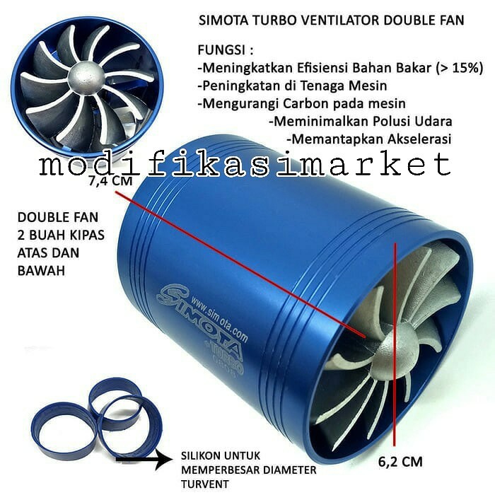SIMOTA TURBO VENTILATOR SIMOTA TURVENT DOUBLE FAN 2 KIPAS- AKSESORIS EKSTERIOR MOBIL