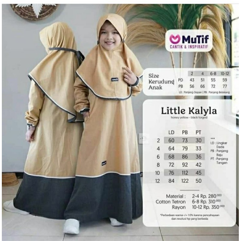 Mutif Sarimbit Kalyla Honey Yellow Mutif Kalyla Khalil Little Kalyla Khalil Baju Muslim Gamis Sarimbit Keluarga Lebaran Terbaru Ori Mutif