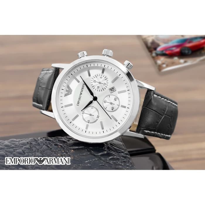 JAM TANGAN PRIA 3MP0R10 4RM4N1 10814 DATE CHRONO VARIASI (4 WARNA) - I BLCK SLV W