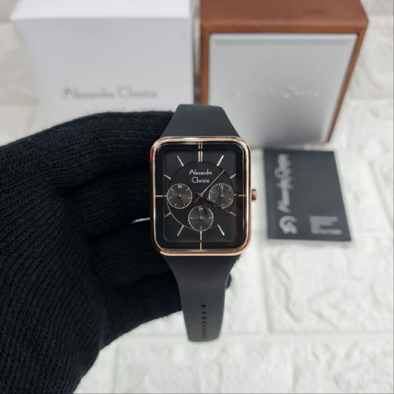 JAM WANITA ALEXANDRE CHRISTIE AC 2744 AC2744 BLACK ROSEGOLD ORIGINAL