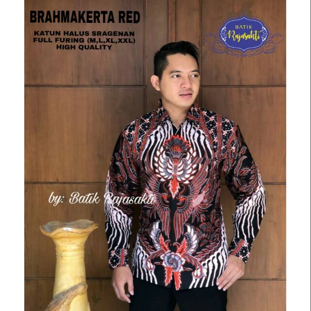 KEMEJA BATIK BRAHMA KERTA RED BY BATIK RAJASAKTI