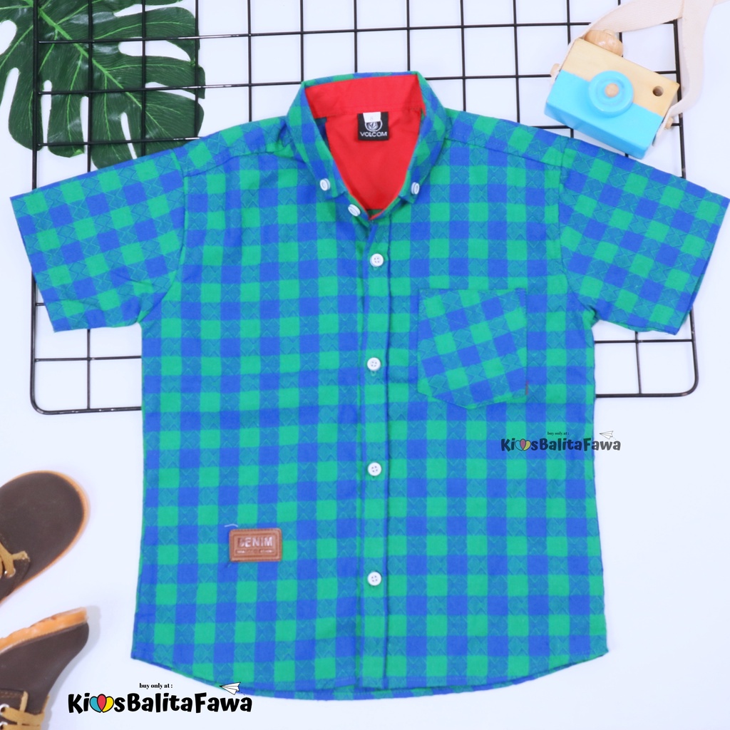 (PREMIUM) Kemeja Azka uk 3-8 Tahun Anak Laki / Atasan Kancing Baju Lengan Pendek Cowok Murah Katun Distro