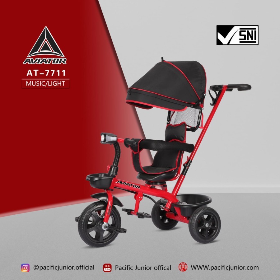 Khusus Gojek/Grab Instan Stroller Anak Bayi Balita Roda 3 Tricycle Aviator AT7711 Kanopi-3