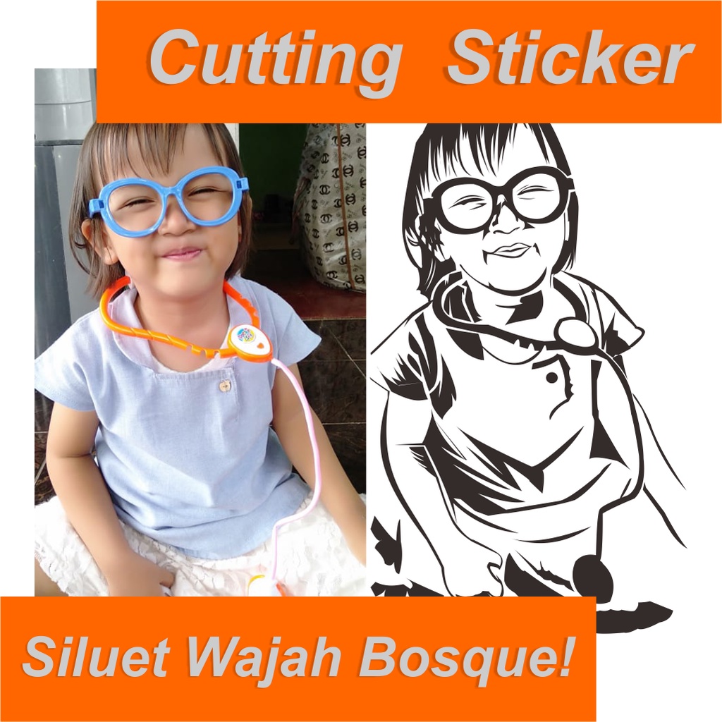 Stiker custom siluet wajah mantap