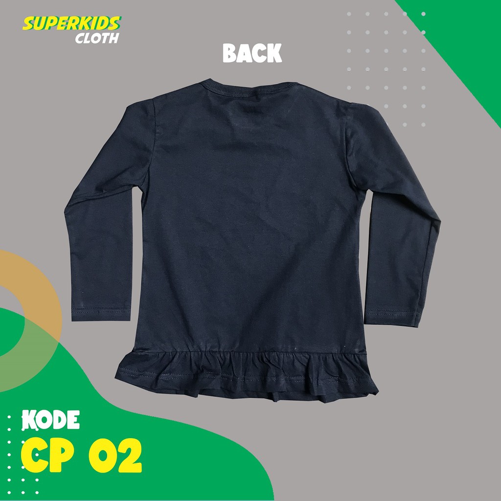 BAJU ANAK PEREMPUAN / KAOS ANAK PEREMPUAN / PAKAIAN ANAK CEWEK KAOS ANAK CEWEK LENGAN PANJANG WARNA NEVY MATAHARI SUN ECER GROSIR SUPERKIDS CLOTH 1 - 11 TAHUN