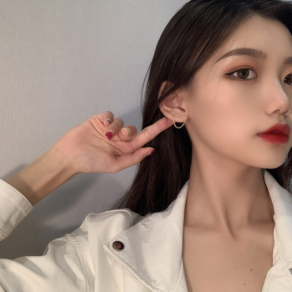 xijing1 925 Jarum Perak, Anting Rantai Rumbai Temperamen Sederhana-2