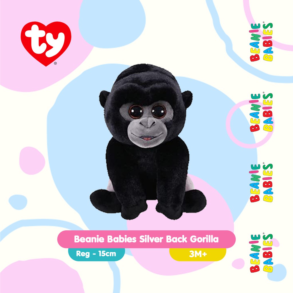 Ty Toys Beanie Babies Silver Back Gorilla R - Boneka Gorilla Anak 3Y+