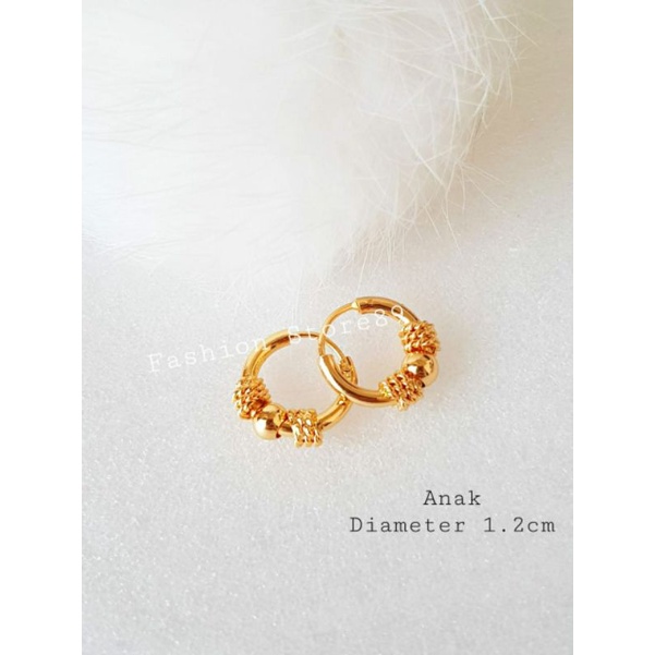 Anting Bulat jepit xuping import lapis emas 18k