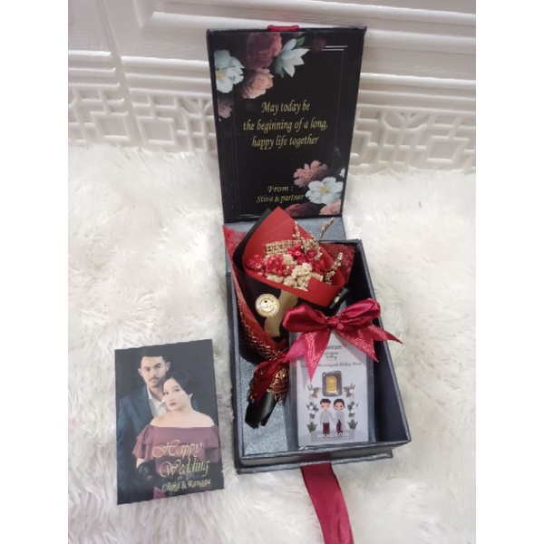 PO / PAKET box + Micro Gold 0.1 - 0.25 gr / hampers hardbox custom / kotak kado / box kado  / box ha