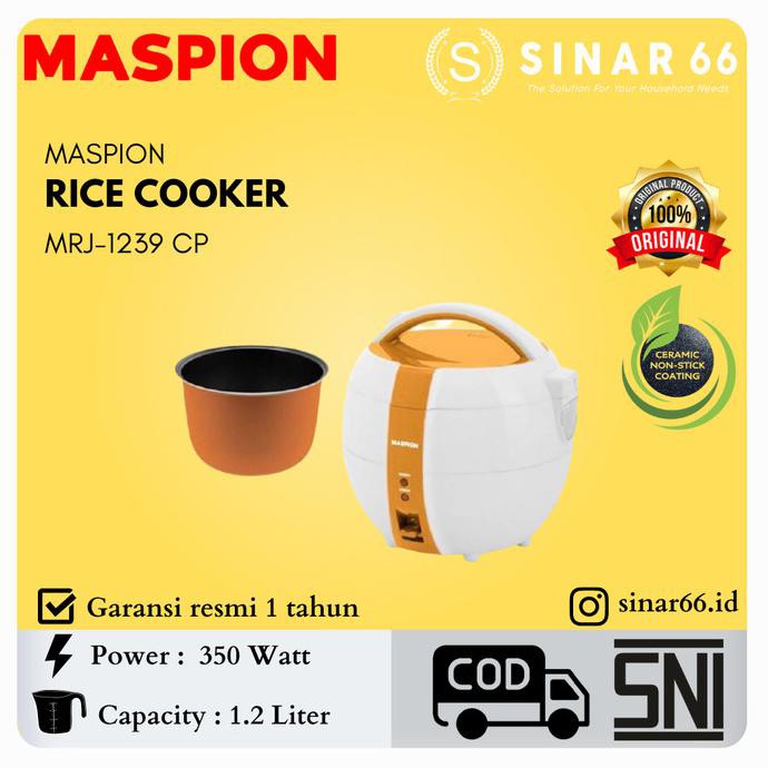 Maspion Rice Cooker Magic Com Ceramic Plus 1.2 L Mrj-1239Cp Mrj 1239 - Promo 