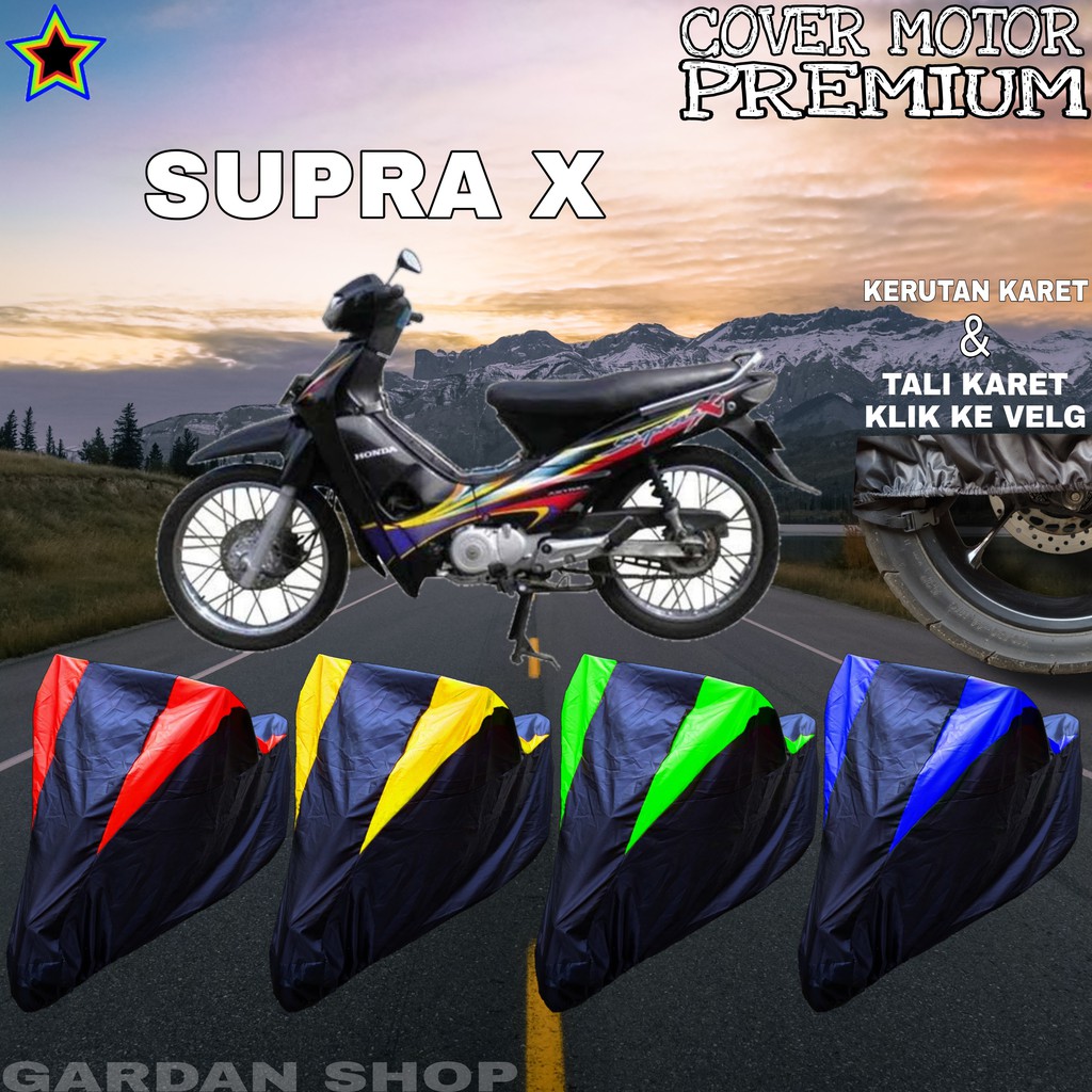 Sarung Motor SUPRA X Hitam KOMBINASI Body Cover Penutup Supra PREMIUM