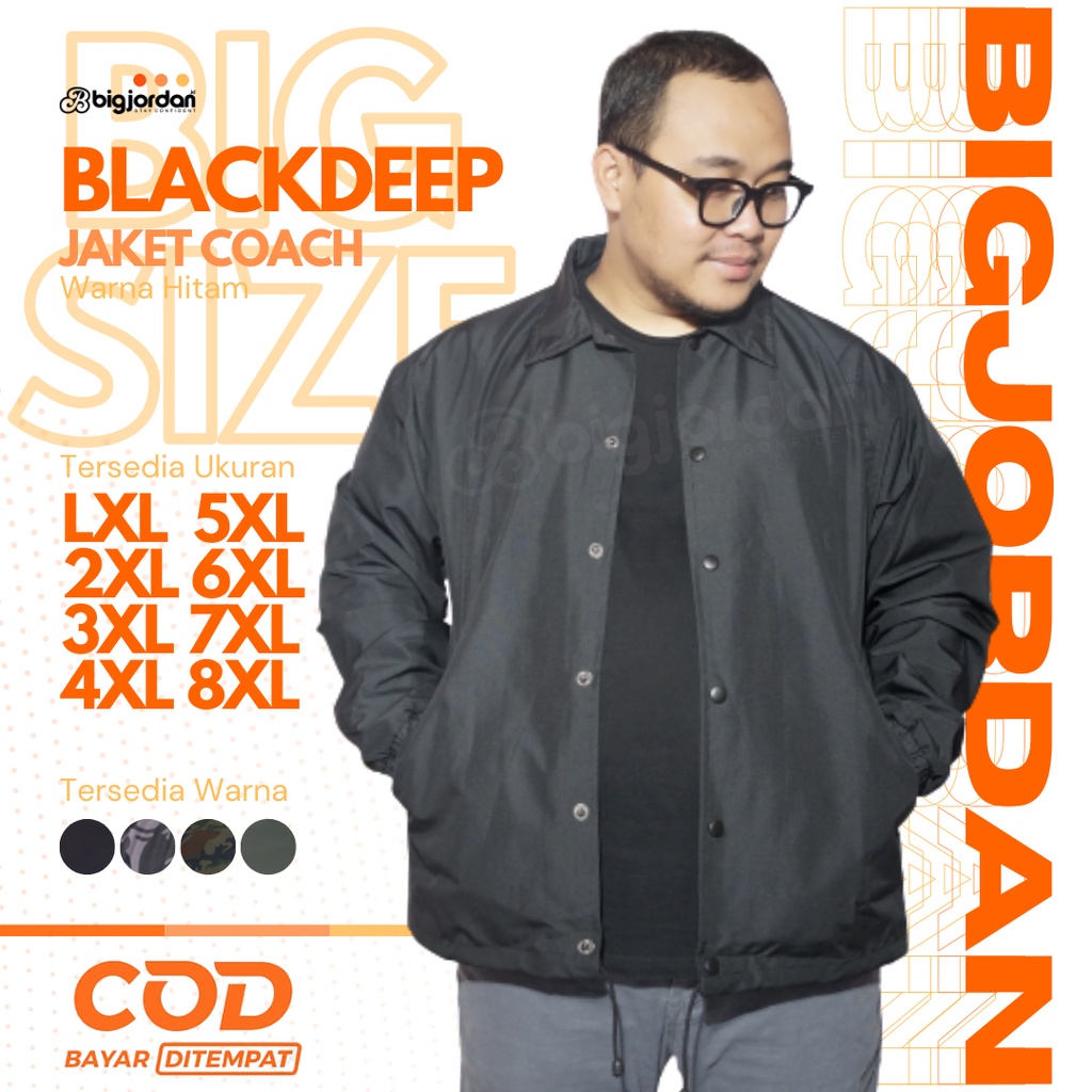 BIG JORDAN jaket coach big size XXL XXXL 4XL 5XL 6XL 7XL 8XL jaket ukuran jumbo besar bahan parasut