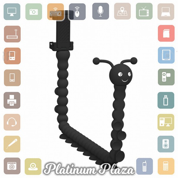 Binmer Lazy Smartphone Holder Suction 360 Flexible Cute Worm - JW-L8 - Black`2L8HTH-