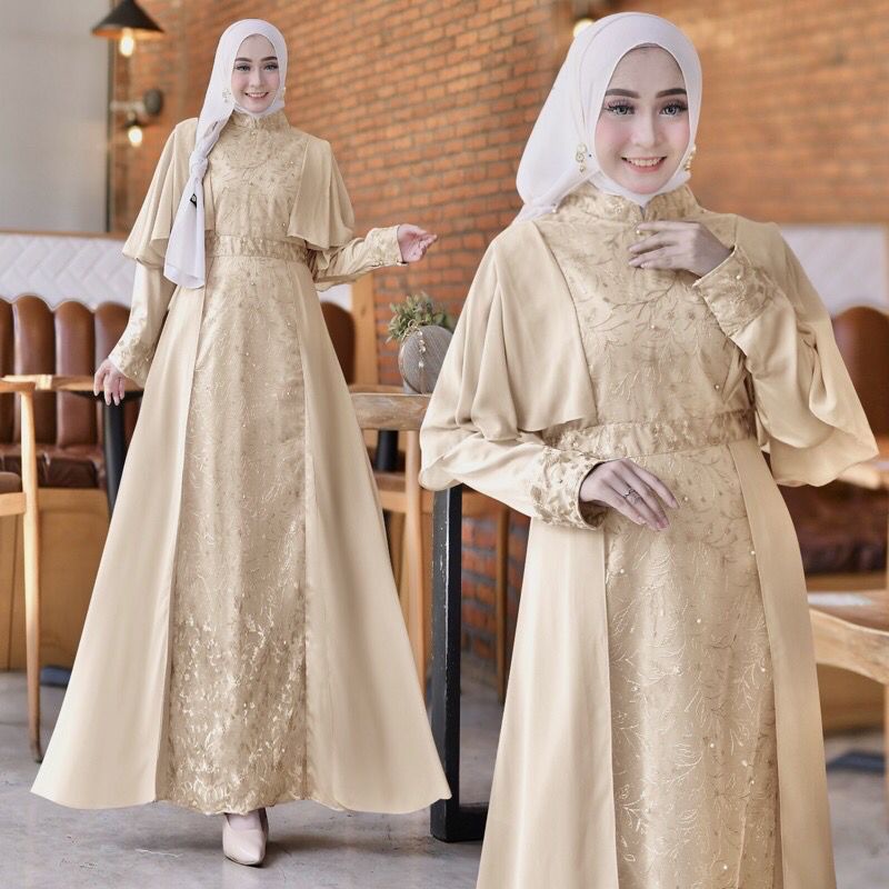 MILA Gamis Terbaru Brukat Tile Maxi Dress Muslim Wanita Remaja Dewasa Premium Pesta Kondangan Size Jumbo