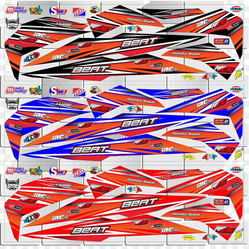 STIKER VARIASI MOTOR HONDA BEAT NEW / BEAT STREET STRIPING BODY