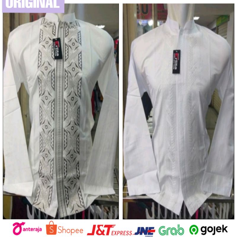 BAJU KOKO PUTIH LENGAN PANJANG / KOKO LENGAN PENDEK PUTIH DEWASA / ERLITA