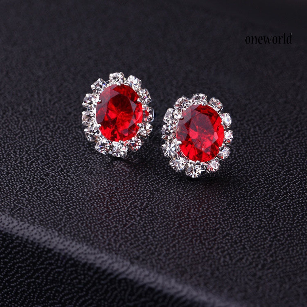 OW@ Fashion Women Lady Elegant Rhinestone Flower Ear Stud Earrings Gift Jewelry